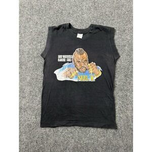 Womens Graphic Mr T Be Tough Like Me Black Sleeveless Top 1983, Size XS